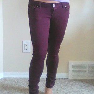 Eggplant Maroon Burgundy Low rise skinny jeans